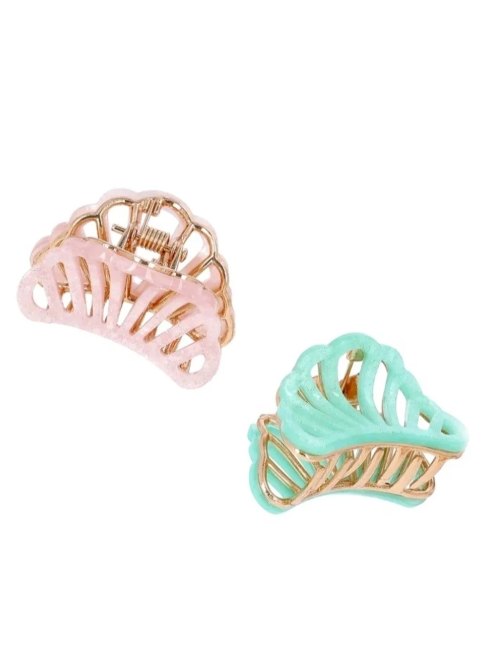 4 Piece Set Pastel Metal Hair Claw Clip - Pink, Mint & Gold NWT